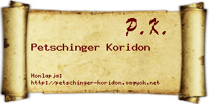 Petschinger Koridon névjegykártya